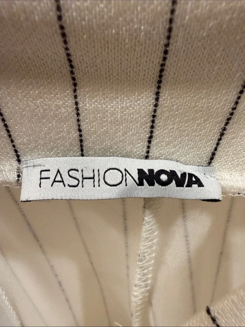 Fashion Nova White High Waisted Pinstripe Pants - Picture 2 of 7